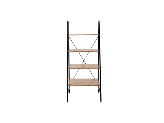 Black Steel Frame Ladder Style Wooden Desk with 4-Shelf Bookcase