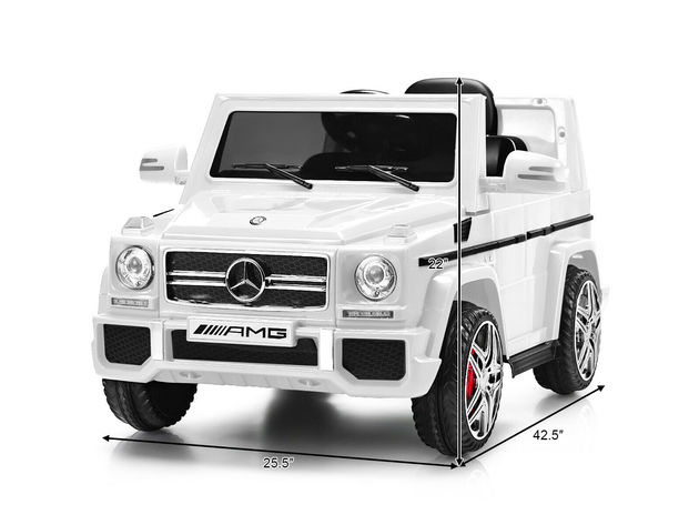 Costway Mercedes Benz G65 Licensed 12V Electric Kids Ride On Car RC Remote Control White\ Black\ Red - White