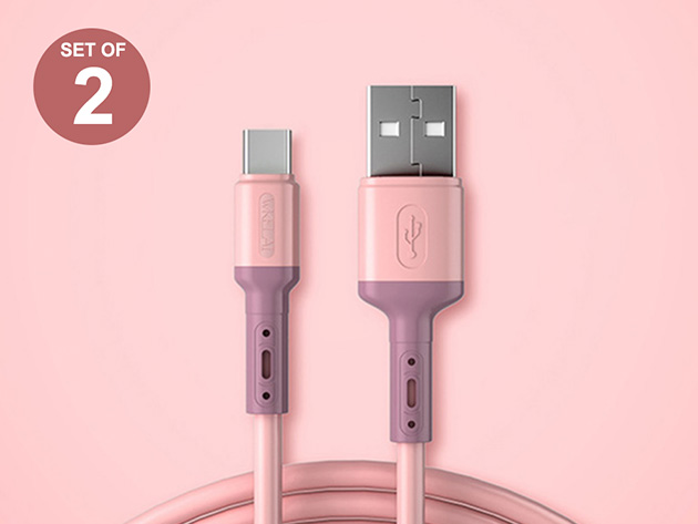 Colorful USB-C Charging Cables (2-Pack/Pink) | StackSocial
