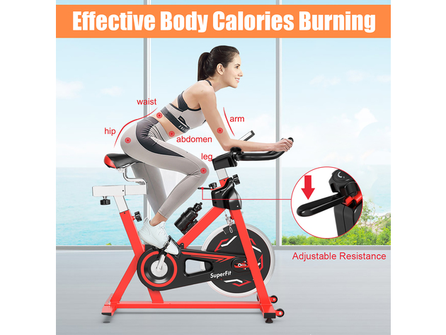 Goplus Stationary Indoor Fitness Cycling Bik w LCD Monitor Red Black Red StackSocial