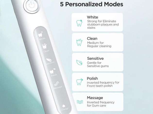 Fairywill 507 Electric Toothbrush with 4 Brush Heads (White)