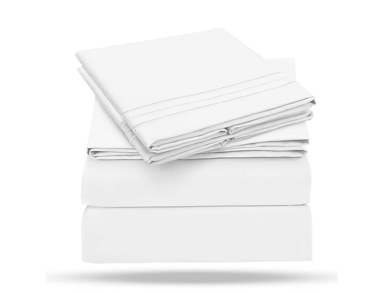 The Luxe 4-Piece Microfiber Bed Sheet Set (White/King)