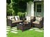 Costway 4 Piece Patio Rattan Furniture Set Solid Wood Leg Cushioned Sofa Garden Lawn