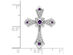 1/10 Carat (ctw) Amethyst Cross Pendant Necklace in 14K White Gold with Diamonds and Chain