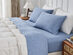 Kathy Ireland 4 Piece Heathered Jersey Knit Cotton Sheet Set (Full/Light Blue)