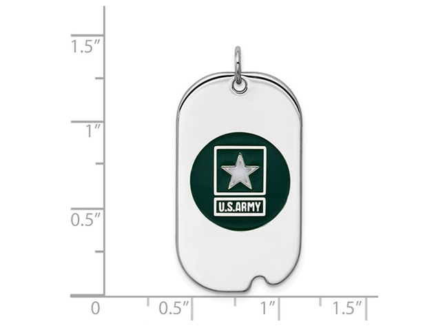 US ARMY Dog Tag Pendant Necklace in Sterling Silver with Chain