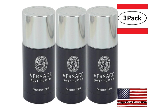 3 Pack Versace Pour Homme by Versace Deodorant Stick 2.5 oz for Men