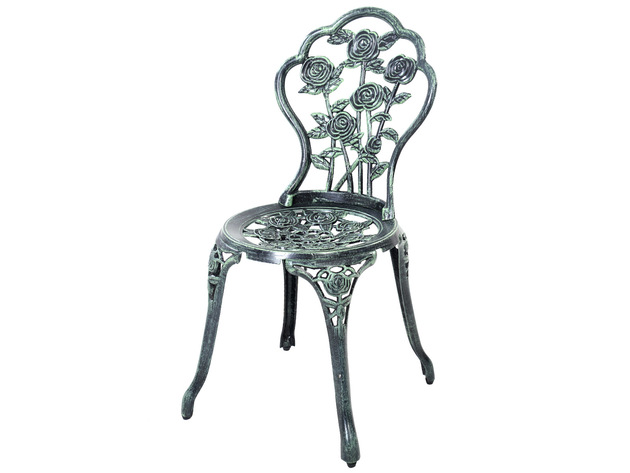 Costway Patio Furniture Cast Aluminum Rose Design Bistro Set Antique Green