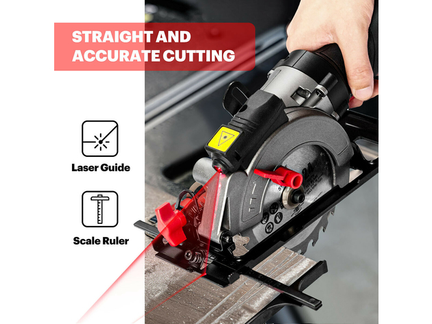Costway 750W Electric Mini Laser Circular Saw Cutting Tool w/ 6 Blades & Dust Collection