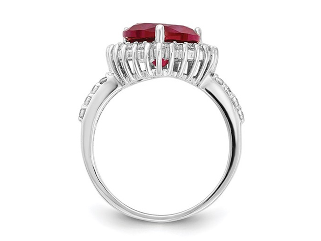 Lab Created 3.50 Carat (ctw) Ruby Heart Ring in Sterling Silver - 8