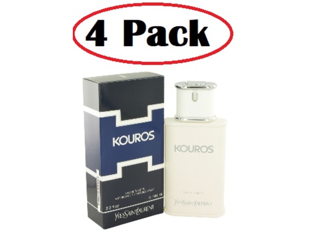 4 Pack of KOUROS by Yves Saint Laurent Eau De Toilette Spray 3.4 oz