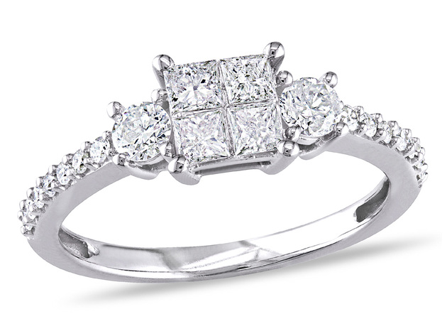 Princess Cut Diamond Engagement Ring 3/4 Carat (ctw I-J, I2-I3) in 14K White Gold - 10