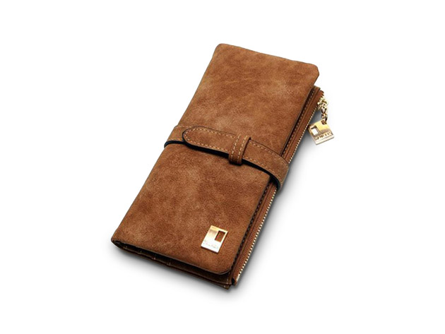 Zippered Clutch Wallet (Brown)
