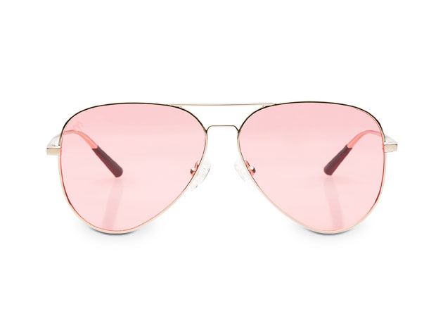 Force Polarized Aviator Sunglasses (Gold/Pink)