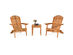 Costway 3 Piece  Patio Wooden Adirondack Chair Table Set Folding Seat Furniture Garden - Natural Finish