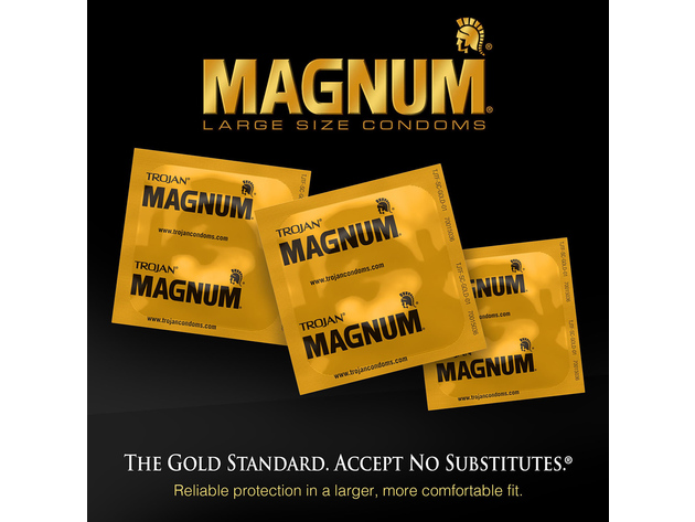 MAGNUM Gold Collection Condoms, Larger Than Standard Condoms for Extra Comfort - Pack of 3