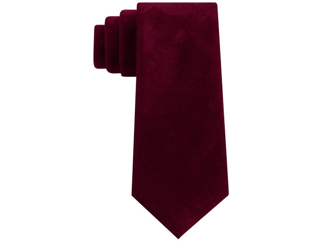 Sean John Men's Classic Solid Velvet Tie Red Size Regular