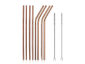 Stainless Steel Straws 8 Pack with 2 Cleaning Rods-Rose Gold