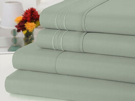 4-Piece Bamboo-Blend Comfort Luxury Sheet Set (Sage/Queen)