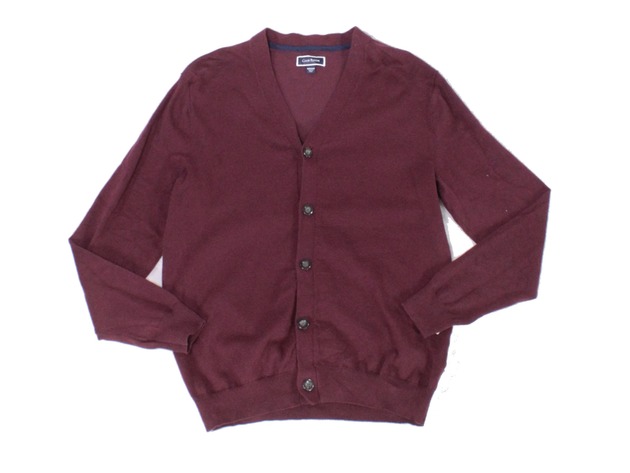 Club Room Men's Sweater Plum Button Down V-Neck Cardigan Red Size Medium