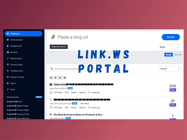 Link.ws Short Links with Benefits: Lifetime Subscription (Agency Plan)