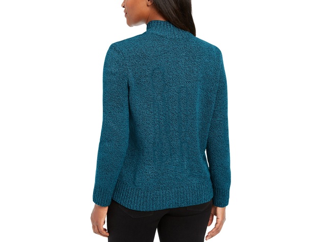 Karen Scott Women s Zip Front Cardigan Sweater Teal Size 2 Extra Large