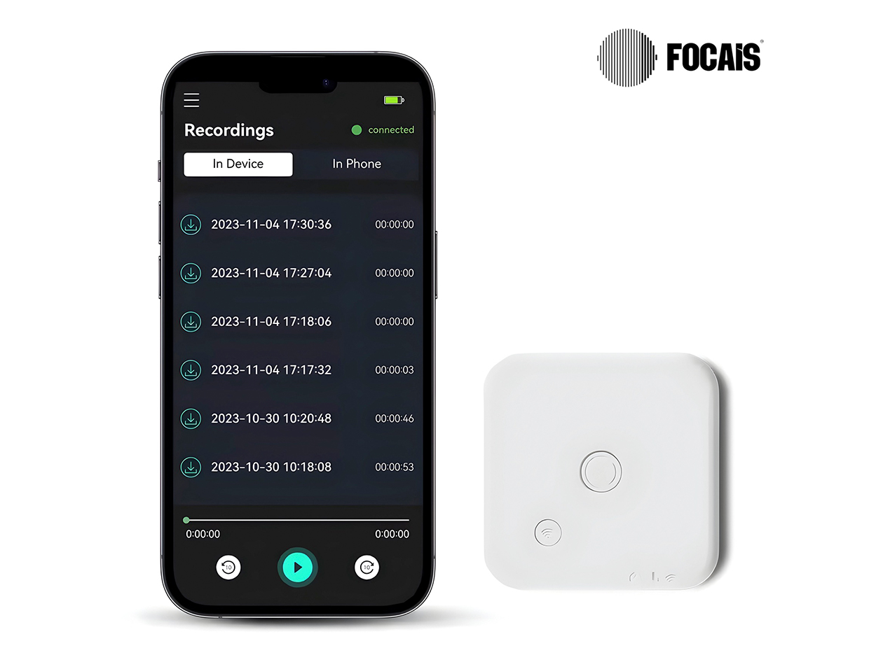 Focais: Meet One - Voice-Activated AI-Powered Recorder (White)