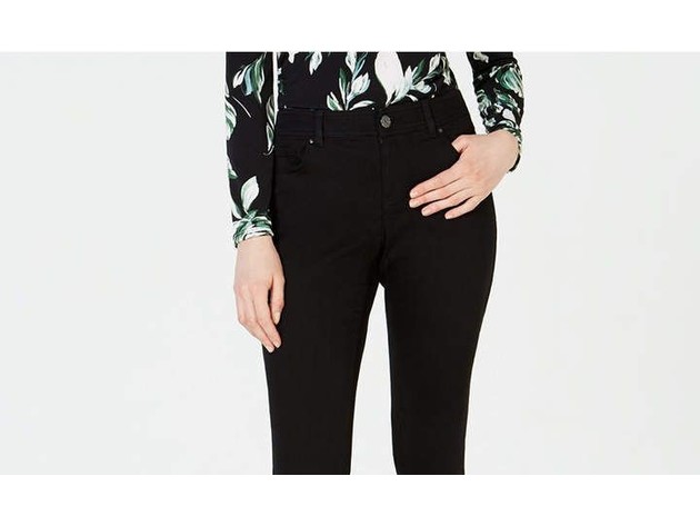 INC International Concepts Women's Double-Ruffle-Hem Ankle Jeans Black Size 8