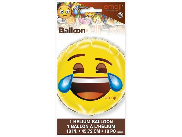 Emoji 18 Inch Round Foil Helium Metallic Balloon - Crying Laughing