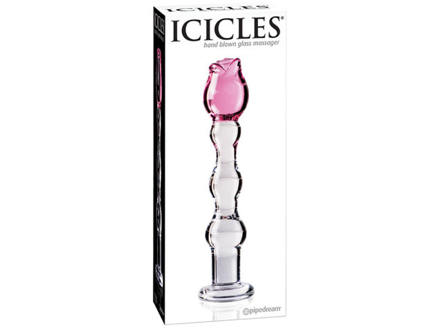 Icicles No. 12- Glass Dong W/Flwr On Top ---(Package Of 3)