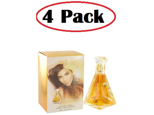 4 Pack of Kim Kardashian Pure Honey by Kim Kardashian Eau De Parfum Spray 3.4 oz