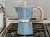 MILANO Stovetop Espresso Maker & EZ Latte Milk Frother Bundle Set (Indigo Blue/9-Cup)