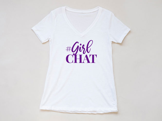 The Real #GirlChat White V-Neck T-Shirt (XXL)