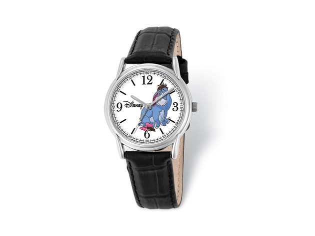 Disney Ladies Size Black Leather Strap Eeyore Watch
