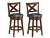 Costway Set of 2 Bar Stools 24'' Height Wooden Swivel Backed Dining Chair Home Kitchen - Brown + Black