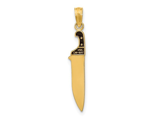 14K Yellow Gold Butcher Knife Charm Pendant Necklace with Chain