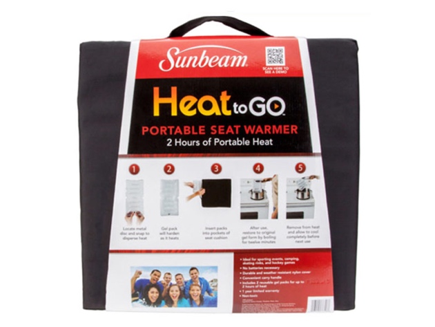 Sunbeam SSGP900-35 Heat to Go Portable Warming Stadium Seat, Black