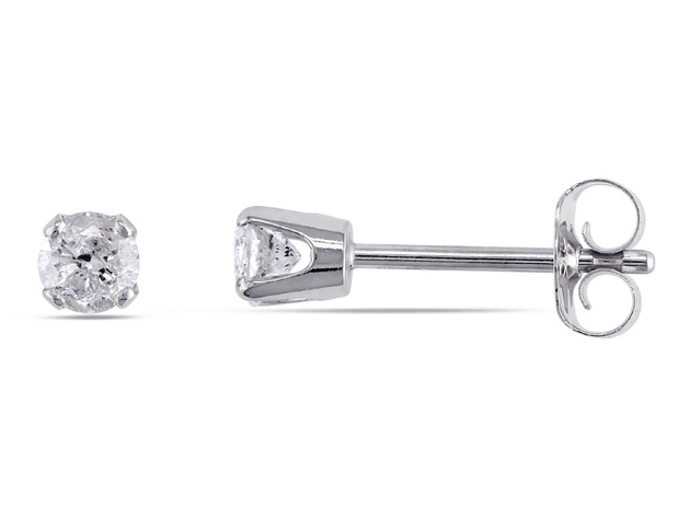 1/4 Carat (ctw I-J, I2-I3) Diamond Solitaire Stud Earrings in 14K White Gold
