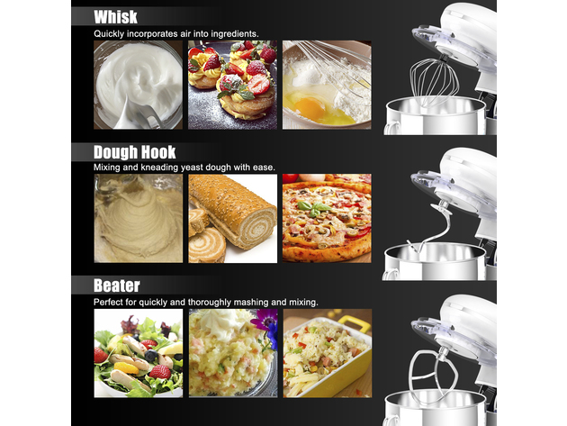 Costway 6.3 Quart Tilt-Head Food Stand Mixer 6 Speed 660W White - white