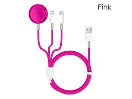 3-in-1 Apple Watch AirPods & iPhone Lightning Charging Cable (Pink)