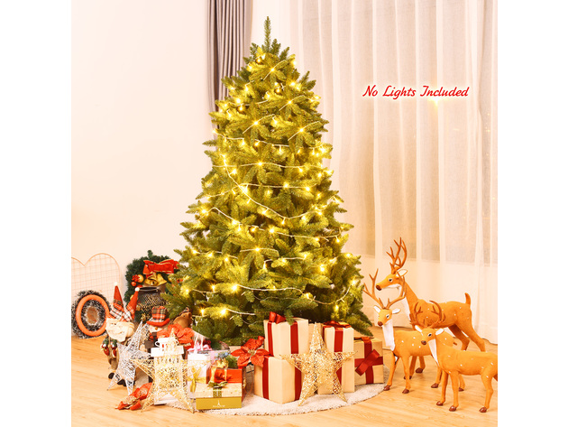 Costway 6ft Premium Hinged Artificial Christmas Fir Tree w/ 1250 Branch Tips - Green
