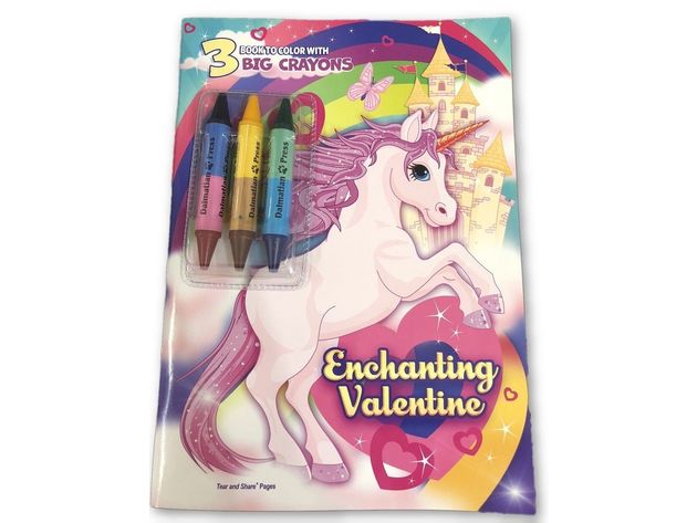 Coloring Book - Unicorn - Includes 3 Crayons - Enchanting Valentine