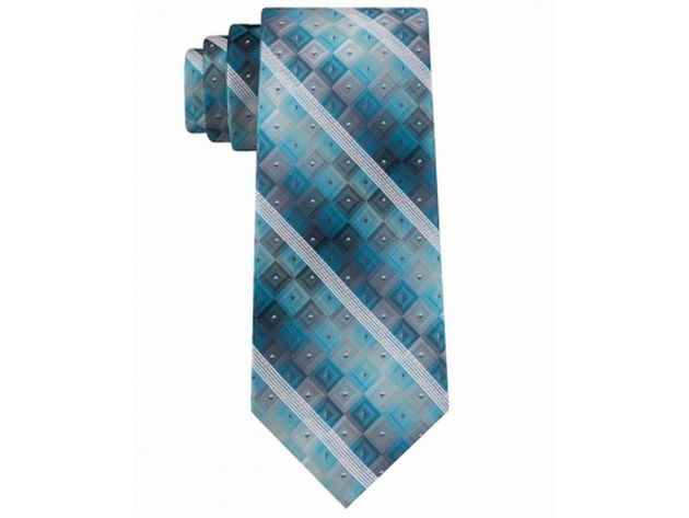 Van Heusen Men's Aaron Stripe Geometric Tie Blue Size Regular