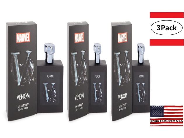 3 Pack Marvel Venom by Marvel Eau De Toilette Spray 3.4 oz for Men