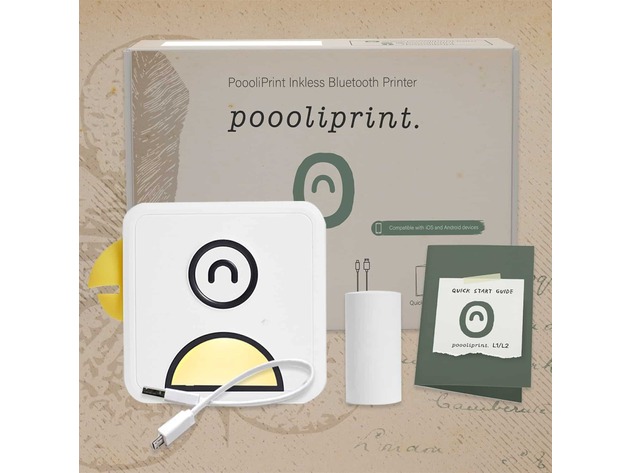 PoooliPrint Inkless Bluetooth Pocket Printer (Yellow/L2 Instant HD 300DPI)