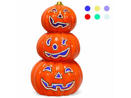 Costway 3-Tier Color-Changing Lighted Ceramic Pumpkin Lantern Battery Powered Halloween - Orange