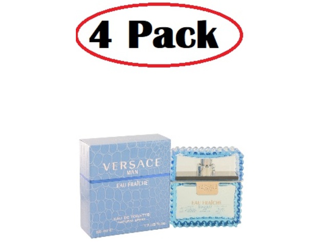 4 Pack of Versace Man by Versace Eau Fraiche Eau De Toilette Spray (Blue) 1.7 oz