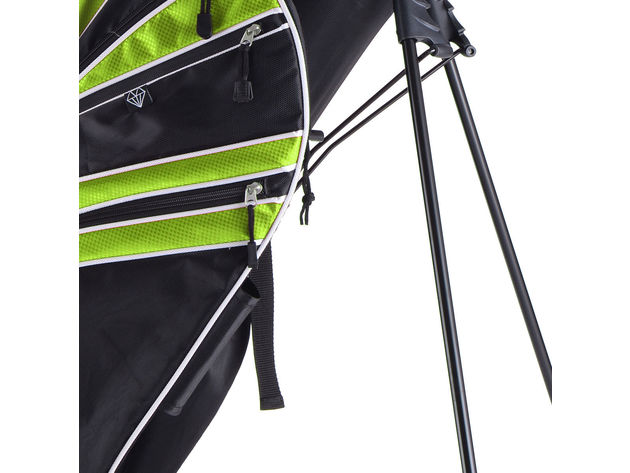 Costway Golf Stand Cart Bag Club w/6 Way Divider Carry Organizer Pockets Storage Green
