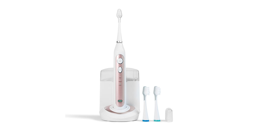 Platinum Sonic Toothbrush & UV Sanitizing Charging Base With 2 Bonus Brush Heads (Rose Gold)