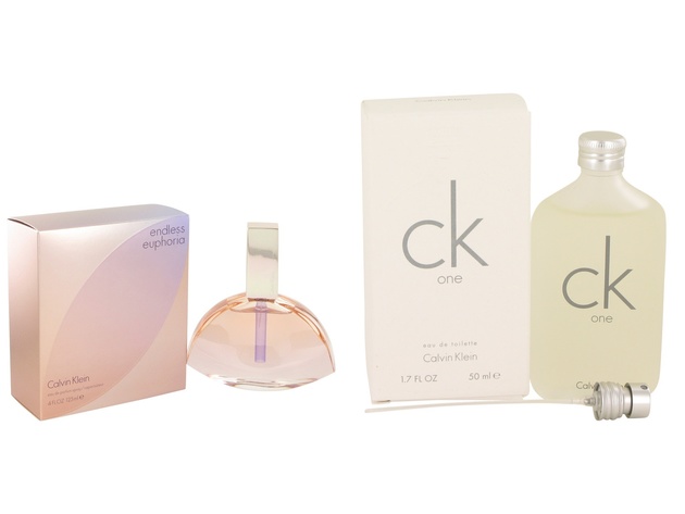 Gift set  Endless Euphoria by Calvin Klein Eau De Parfum Spray 4.2 oz And  CK ONE EDT Pour/Spray (Unisex) 1.7 oz